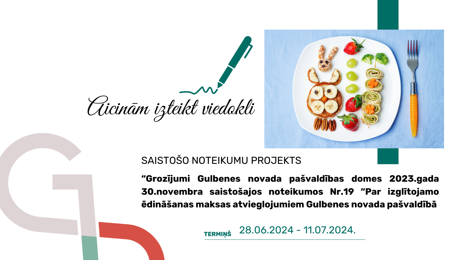 Attēls: viedokļa izteikšanai par ēdināšanas pakalpojumiem