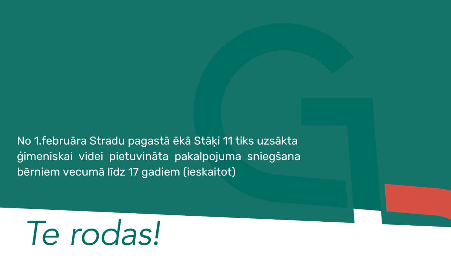 Attēls ar informāciju par jaunu sociālo pakalpojumu