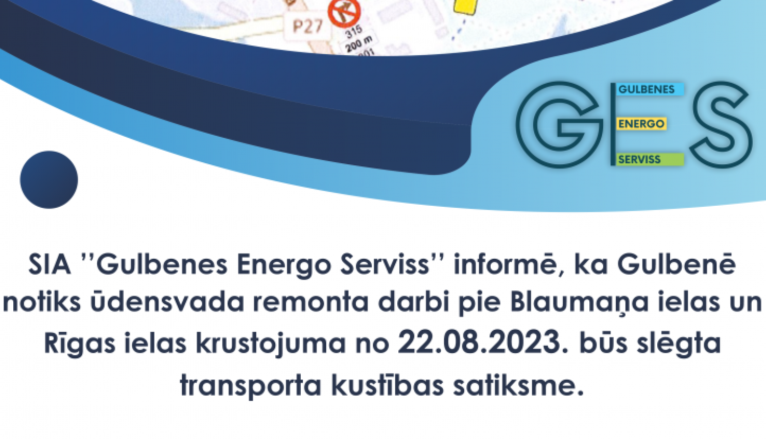 Attēls: satiksme ūdens remontdarbu laikā Gulbenē