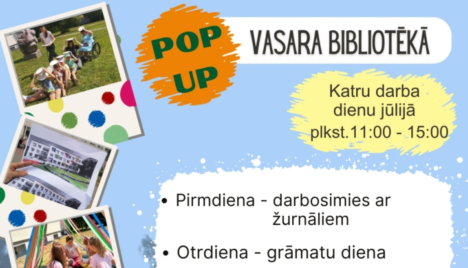 Attēls: POP UP vasara bibliotēkā bērniem. 