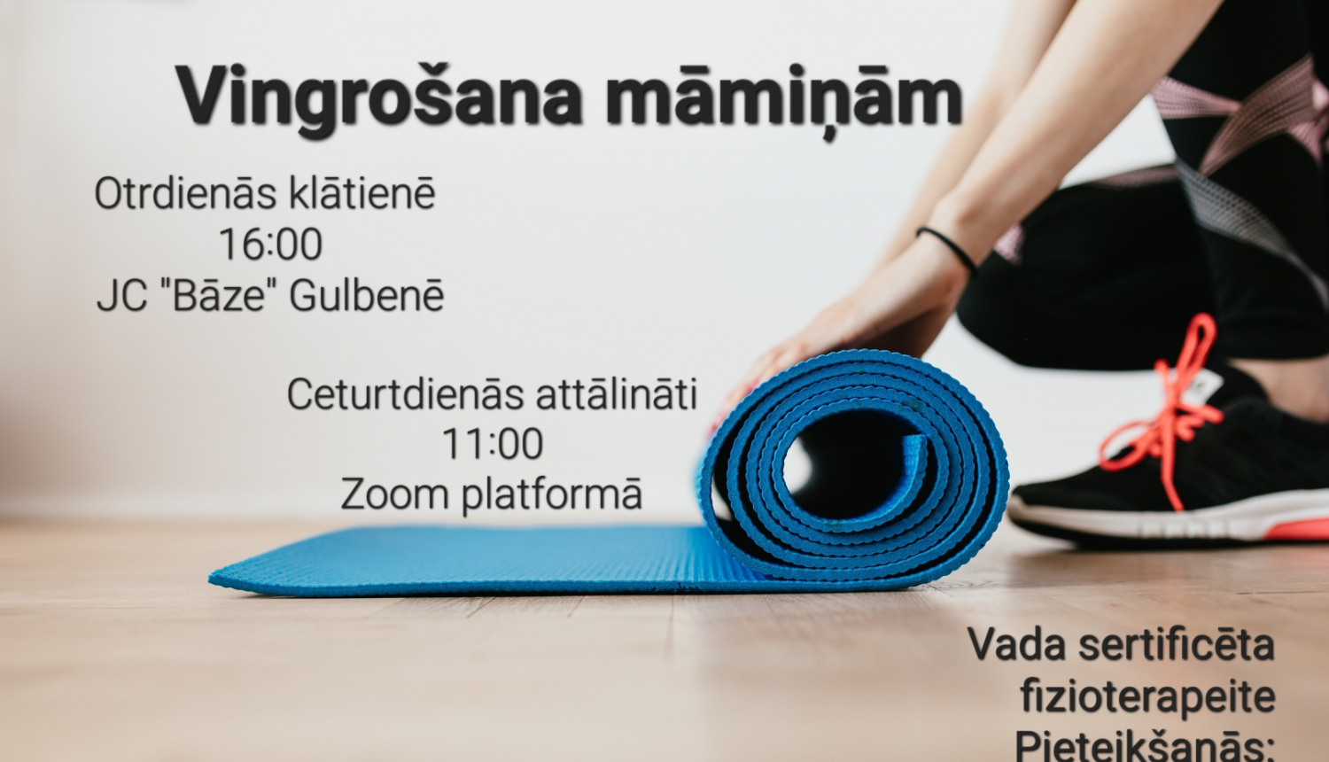 Attēls par vingrošanu māmiņām Gulbenē