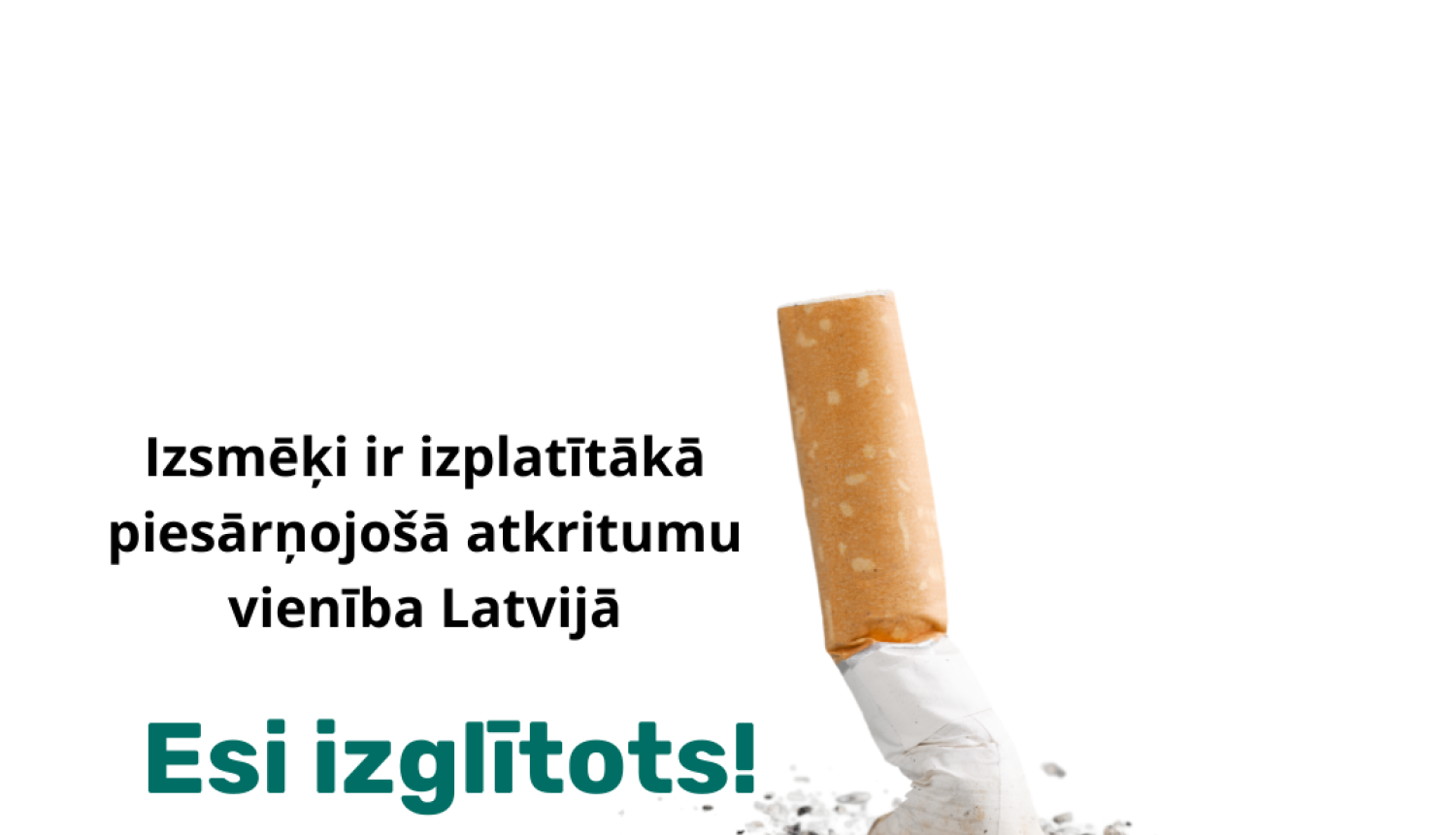 Izsmēķi - izplatītākā piesārņojošā atkritumu vienība Latvijā