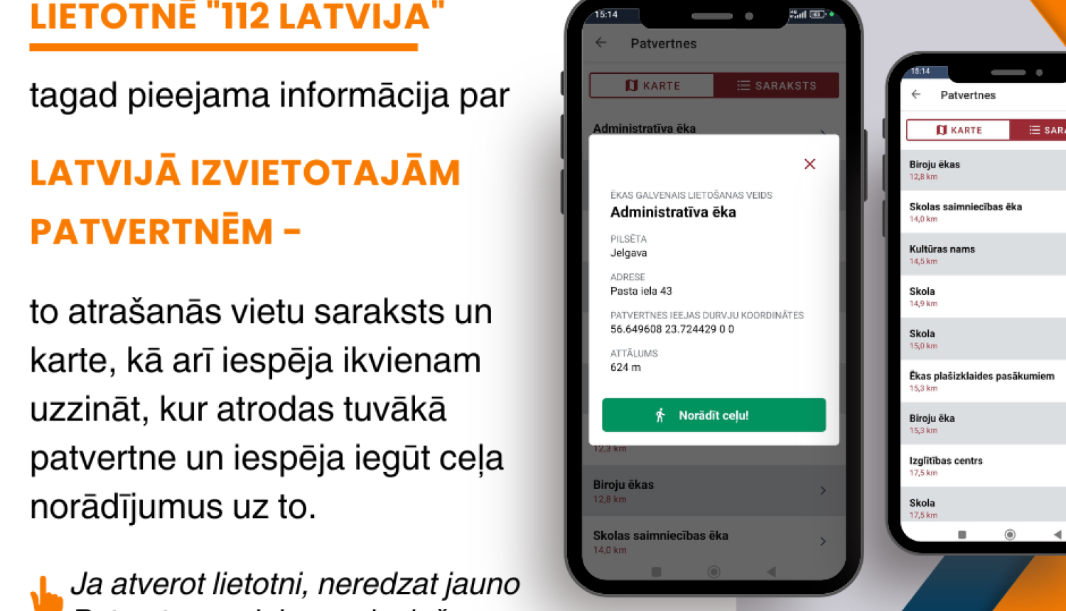 Lietotnē 112 jaunumi