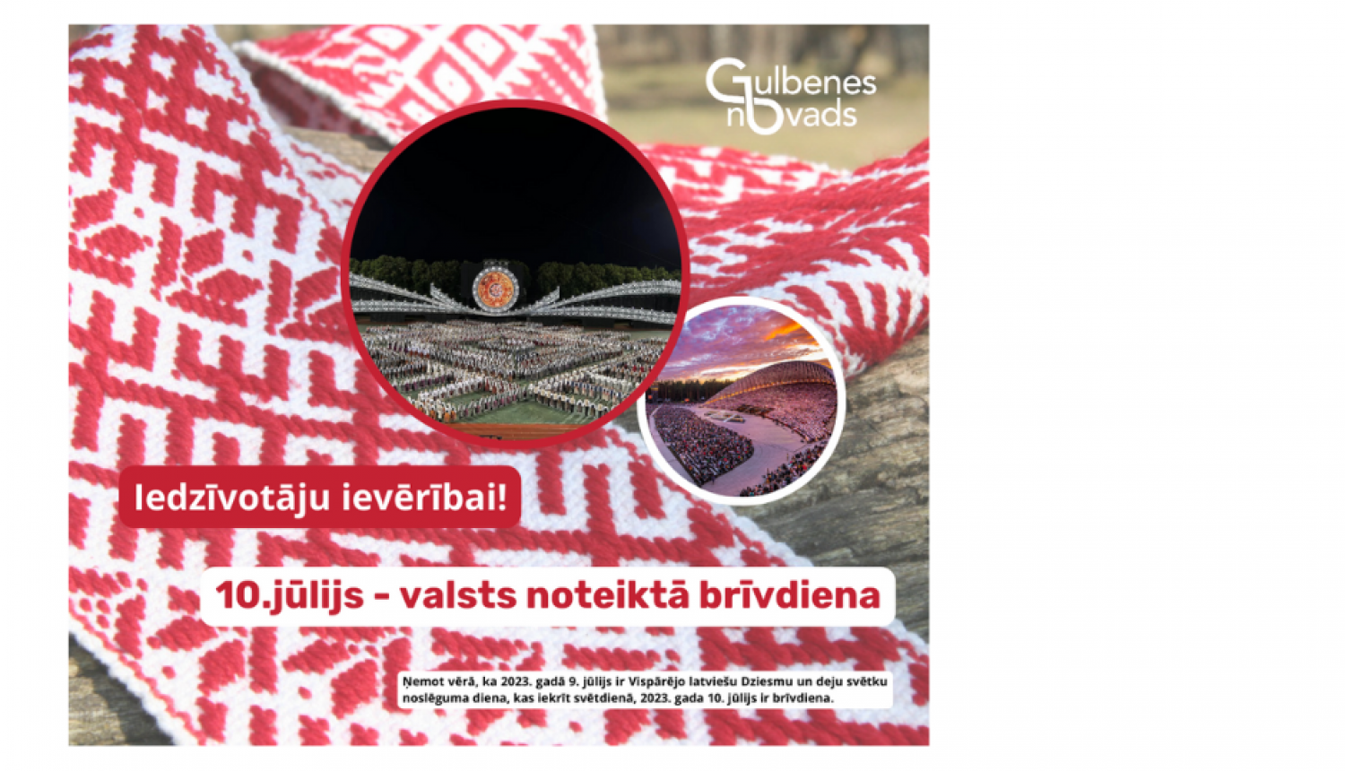 Attēls: Iedzīvotāju informācijai 10.jūlijā valsts brīvdiena
