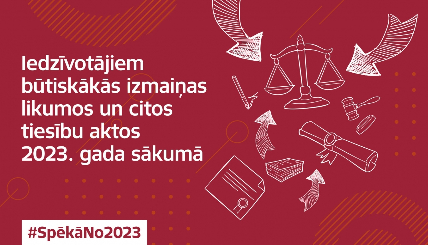 Attēls par iedzīvotājiem būtiskām izmaiņām likumos un citos tiesību aktos 2023.gada sākumā