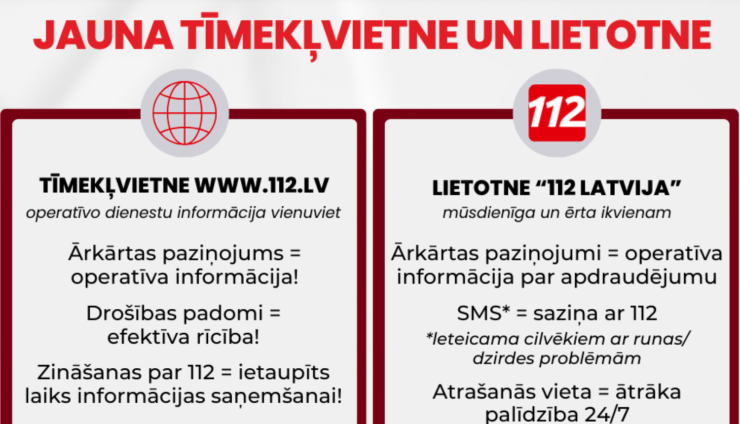 Attēls: VUGD izveidojies jaunu platformu un tīmekļvietni 112.lv