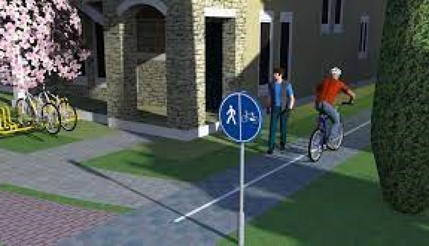 Ceļu satiksmes noteikumi 417. zīme  "Kopīgs gājēju un velosipēdu ceļš"